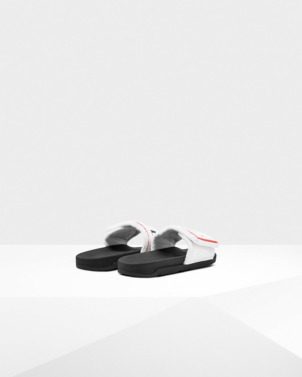 Men Hunter Original Terry Towelling Logo Adjustable | Slides Black/White | NZ-38641-DVCU